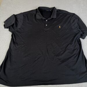 POLO RALPH LAUREN Polo Shirt Mens 3XLT Black Big Tall Flesh Pony Cotton Golf